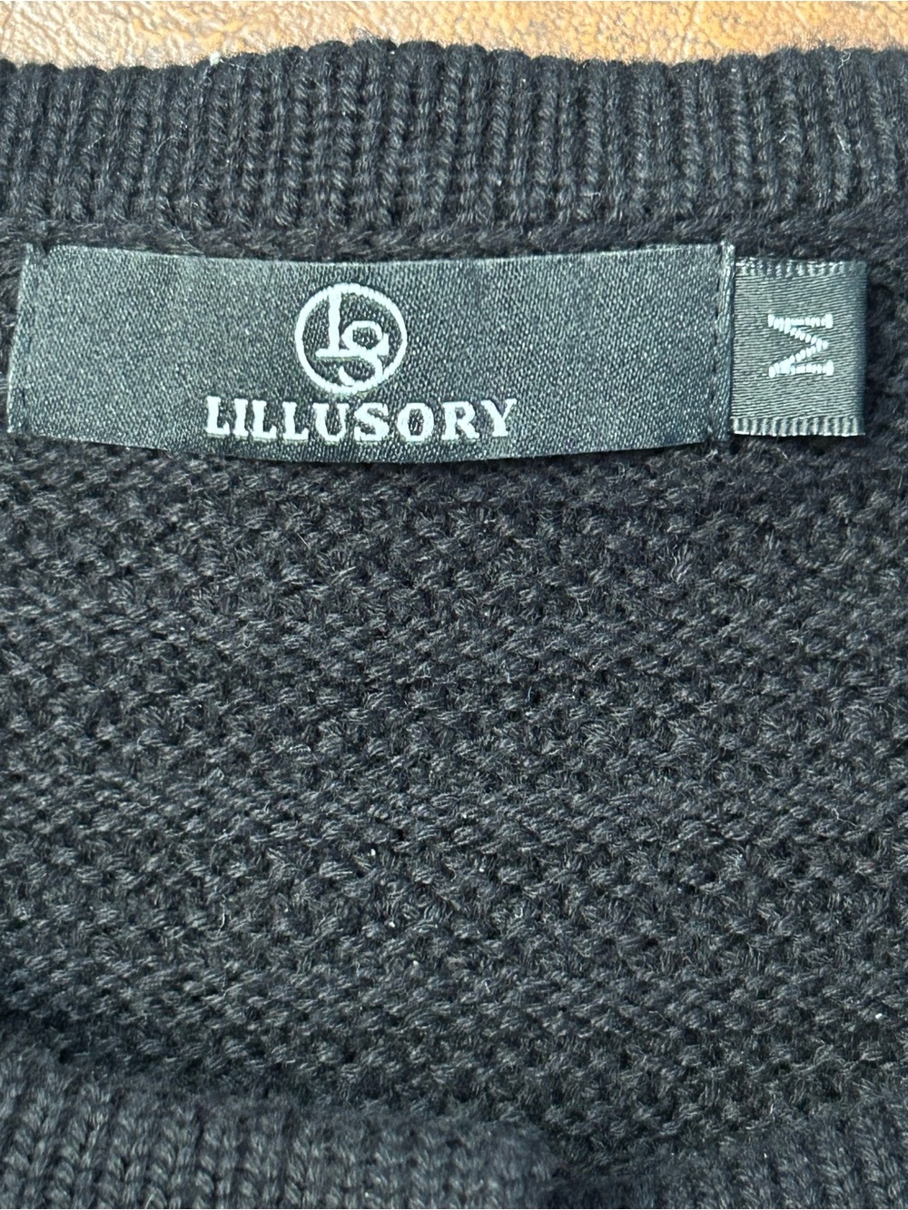 Lillusory Woman’s Black Knit Button-Up Cardigan with Gold Buttons SZ M EUC - Picture 5 of 11
